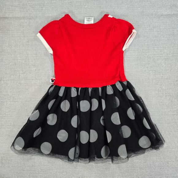 Minnie Mouse Toddler 3T Sweater Dress Costume Halloween Red Black Polka Dots EUC - Picture 9 of 9